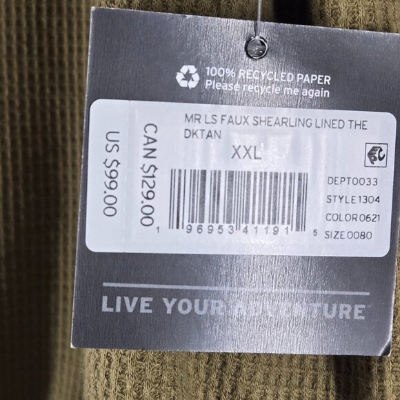 Eddie Bauer Men's Faux Sherling Lined Jacket, 2XL, Dark Tan, NWT - Picture 6 of 11